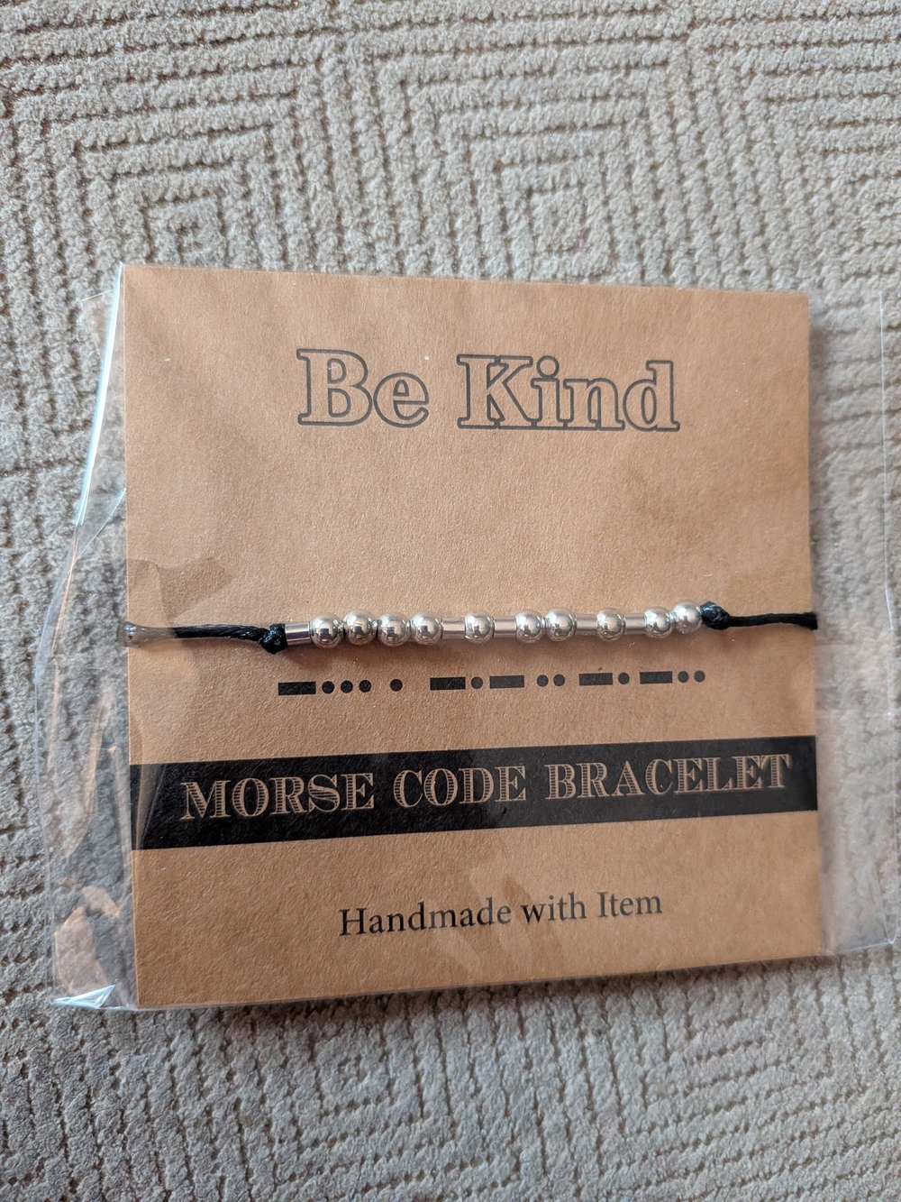 Morse Code Bracelet (1) with Silver Beads - Picture 5 of 8